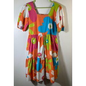 Womens Maude Vivante Floral Dress Tiered Ruffle Short Sleeve XS  #1‎